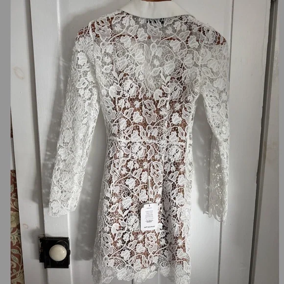 chinese dress ladies White Sequin Lace Midi Dress  self-portrait-US
